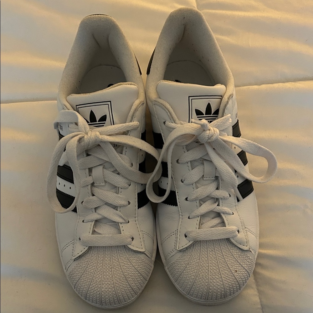 adidas White & Black Low-Top Leather Sneakers